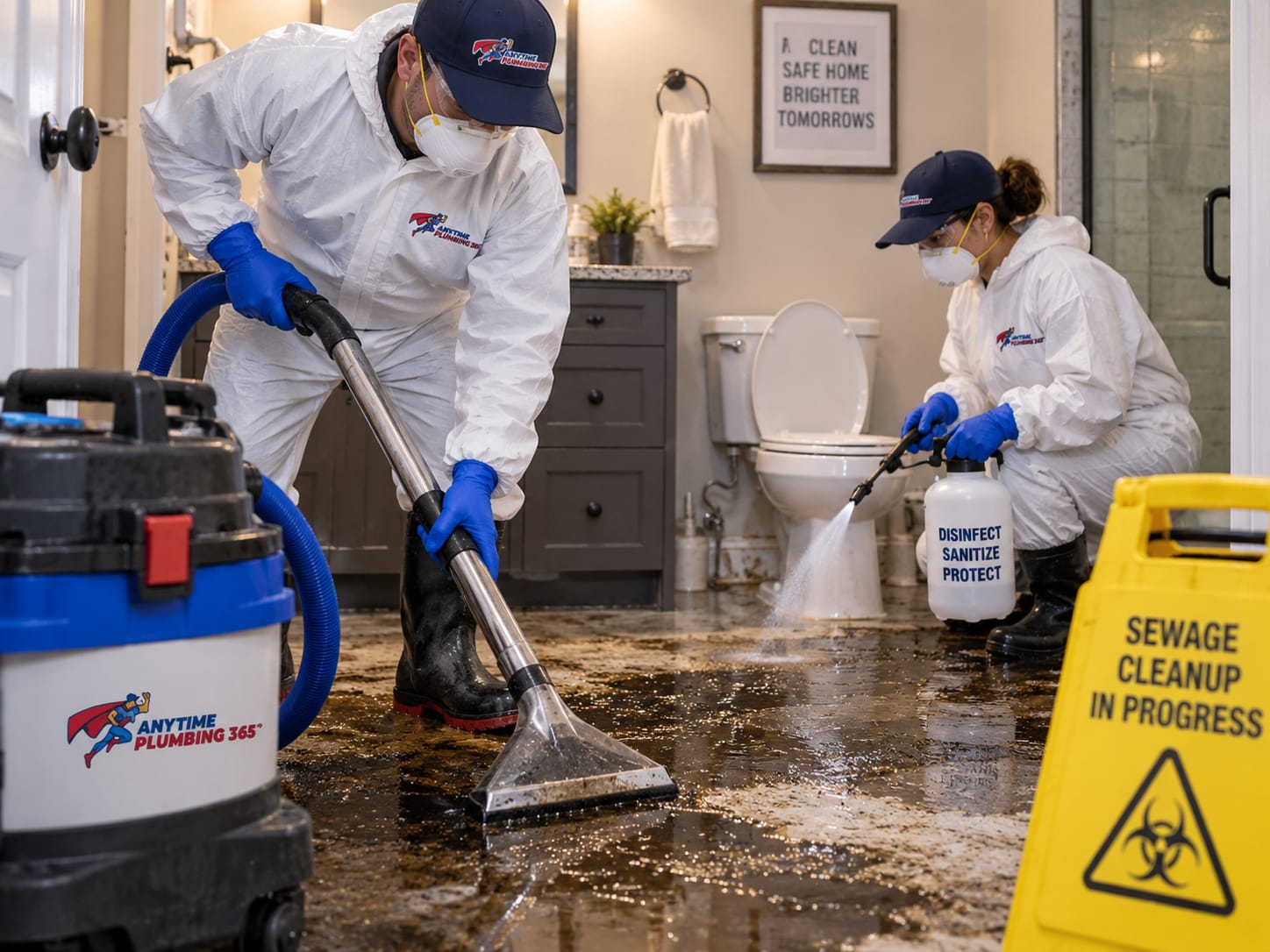 Professional sewage cleanup and hazardous water removal from a residential basement