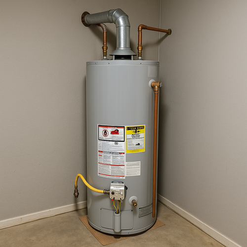 tanked, natural draft water heater (gas)